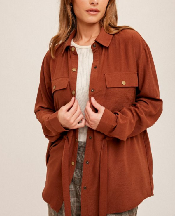 HEM & THREAD 33352 PATCH POCKET OVERSHIRT RUST
