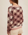 HEM & THREAD ANN-38116 MULTI COLOR PLAID SWEATER MARSALA BACK