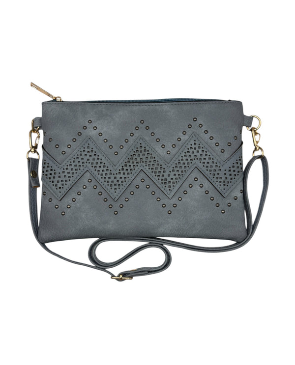 HG267 ZIG ZAG LASER CUT CROSS BODY BAG BLUE