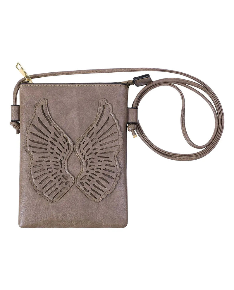 LASER CUT WINGS CROSS BODY BAG HG318-4 BEIGE