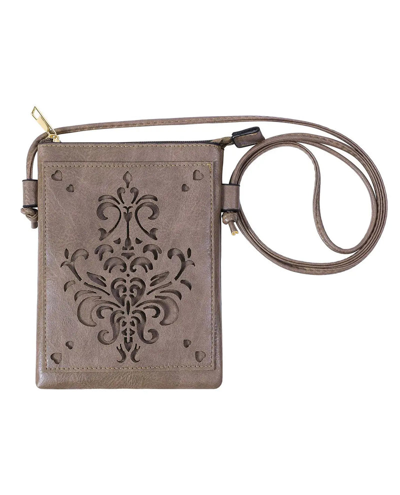 LASER CUT CHANDALIER CROSS BODY BAG HG319-3 BEIGE