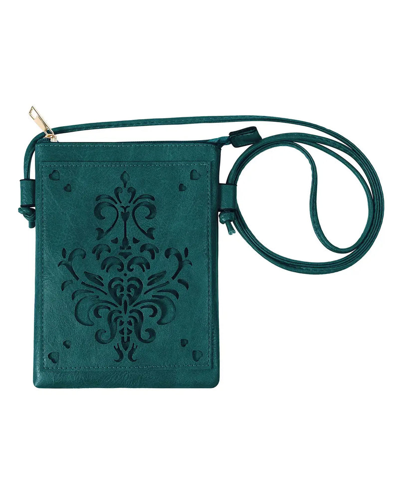 LASER CUT CHANDALIER CROSS BODY BAG HG319-3 DARK TEAL