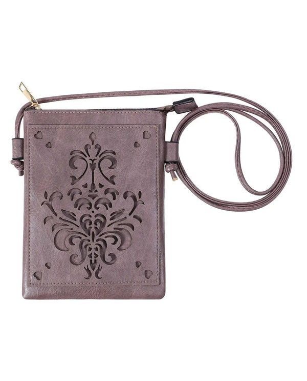 LASER CUT CHANDALIER CROSS BODY BAG HG319-3 PLUM