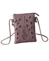 HG448 GUITAR LASER CUT CROSSBODY CELLPHONE BAG PURPLE