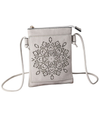 HG449 FLORAL LASER CUT CROSSBODY CELLPHONE BAG SAND