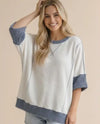 HT7694A OVERSIZED EMBOSSED RIBBED TOP white