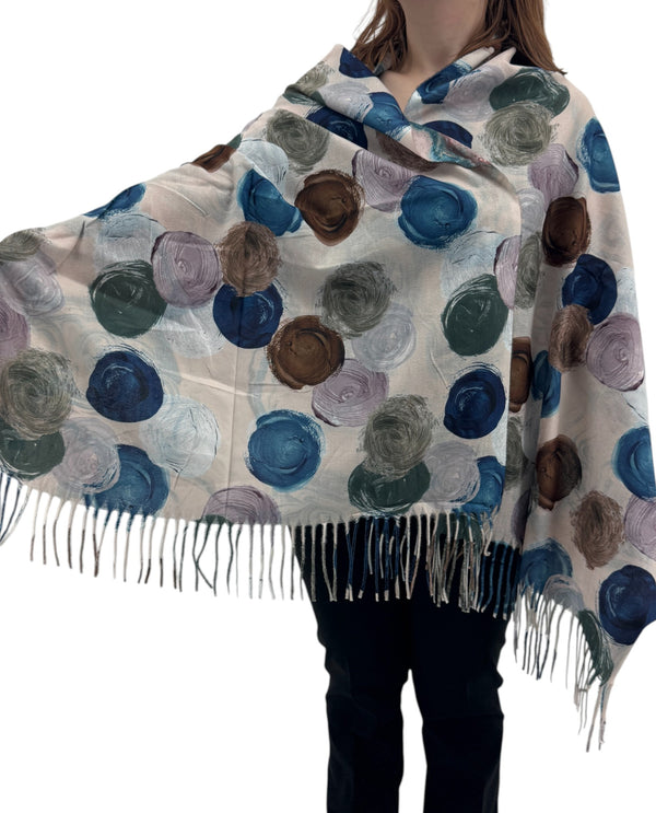 HY46002 REVERSIBLE WATERCOLOR CIRCLE SHAWL