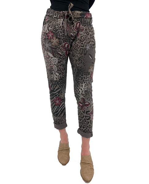 MADE IN ITALY 21088F FLOWER MIX PRINT JEGGING