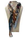 SCA-773 BELTS & CHAINS PRINT SCARF BROWN