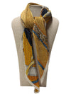SCA-773 BELTS & CHAINS PRINT SCARF GOLD