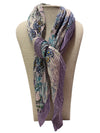 SCA-775 FLORAL PASTEL SCARF LT PURPLE