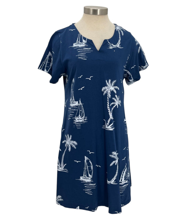 LINKS 6345P PALM PRNT DRESS