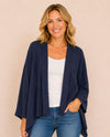 INOAH C275WKN WAFFLE HOODED CARDIGAN navy