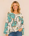 INOAH T1562SE HORSE PRINT DOLMAN SLEEVE SWEATER white