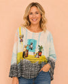 INOAH T1644K PETS PRINT LONG SLEEVE TOP white