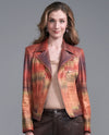 INSIGHT BCJ17681MPRG PRINT METALLIC VEGAN LEATHER JACKET liquid autumn shades