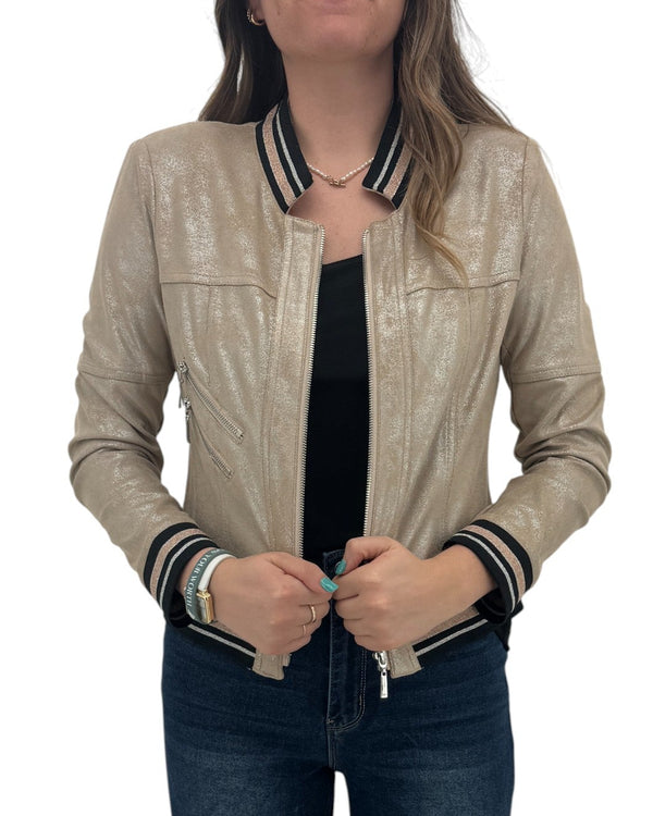 INSIGHT BCJ7689C STRIPE KNIT TRIM JACKET