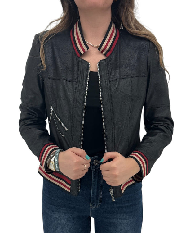 INSIGHT BCJ7689D STRIPE KNIT TRIM JACKET