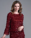 INSIGHT BCT89A17FR MESH SEQUIN TOP burgundy