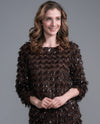 INSIGHT BCT89A17FR MESH SEQUIN TOP dark brown