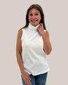 ISCA 8395 SLEEVELESS TEXTURED TURTLE NECK WHITE