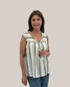 ISCA 8835-5294 STRIPE SLEEVELESS TOP LIGHT OLIVE