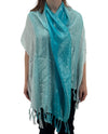 JB016 METALLIC GRADATION SCARF AQUA/SILVER