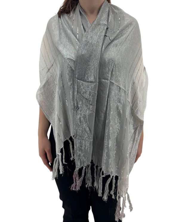 JB016 METALLIC GRADATION SCARF GREY