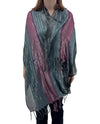 JB016 METALLIC GRADATION SCARF PLUM/BLACK