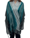 JB016 METALLIC GRADATION SCARF TEAL/BLACK