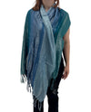 JB016 METALLIC GRADATION SCARF TEAL/LILAC