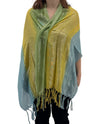 JB016 METALLIC GRADATION SCARF YELLOW/GREEN