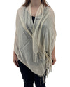 JB045 METALLIC THREADS THIN SCARF BEIGE
