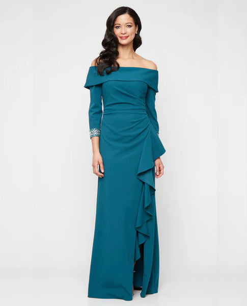 off the shoulder 3 4 sleeve dress JEANNE ALEXANDER GOWN 8160531 __variant:khaleesi-dress-rouge ideal for home leisure Elegant Dresser with 6-Drawers Color:Classic Emerald Velvet / Classic Emerald Tulle