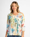 JESS & JANE 46-2058 LEMONADE FLORAL V-NECK mint