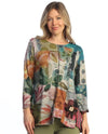 JESS & JANE FB2-2249 AMAZONIA PRINTED FRENCH BRUSH TUNIC WITH POCKET TEAL