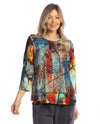 JESS & JANE KM7-2129 VOUGE BOUCLE MESH OVERLAY MODAL TOP MULTI