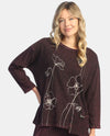 JESS & JANE M112-2033 SKETCH TUNIC TOP WITH GAUZE CONTRAST POCKET wine