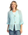 JESS & JANE M116 COTTON MESH CARDIGAN AQUA
