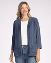 JESS & JANE M142 TERRY CARDIGAN W/ POCKET & BTTNS denim