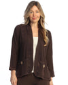 JESS & JANE M144 FLEECE CARDIGAN WITH DOUBLE POCKETS AND BUTTONS ESPRESSO