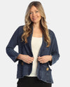 JESS & JANE M144 FLEECE CARDIGAN WITH DOUBLE POCKETS AND BUTTONS denim