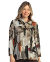 JESS & JANE NB6-1431 NATURA BUTTON V-NECK TOP grey