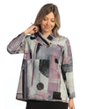 JESS & JANE NB6-2134 STUDIO BUTTON V-NECK TOP grey