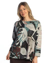 JESS & JANE UB2-2263 NEO FLORA BUTTON ACCENT TOP