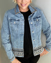 ETHYL JK1842BE DENIM JACKET WITH EMBROIDERY LIGHT DENIM