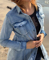ETHYL JK31842 DENIM DUSTER JACKET LIGHT DENIM