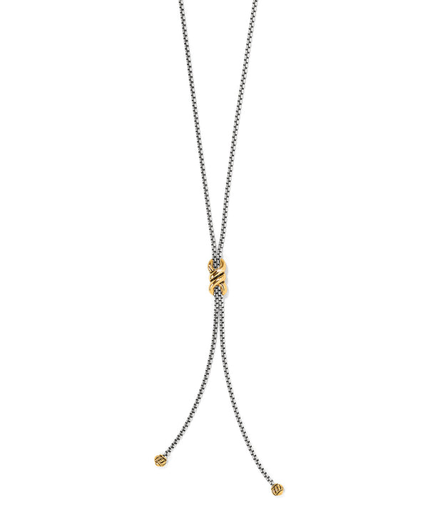 BRIGHTON JM7588 INTERLOK TWIST 2 TONE LARIAT NECKLACE