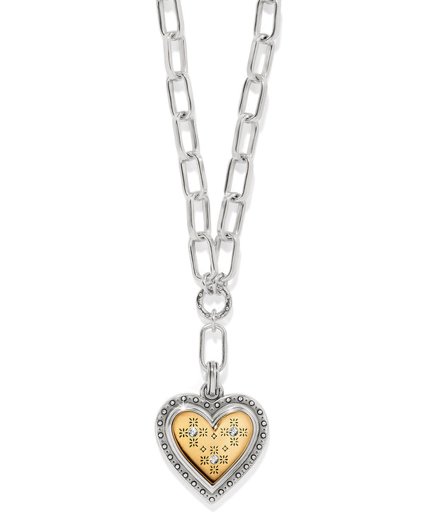 BRIGHTON JM7612 MOSAIC HEART 2 TONE NECKLACE