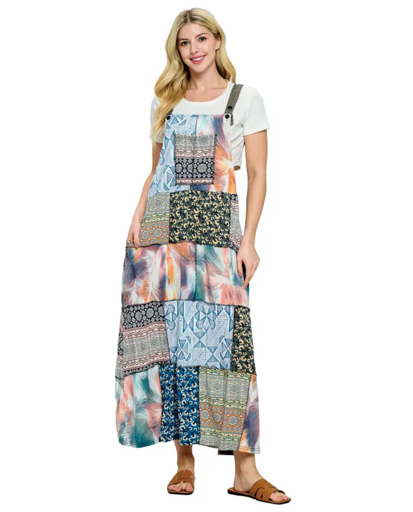 YAK & YETI 25120 SOFT OVERALL FLORAL MAXI DRESS MULTI